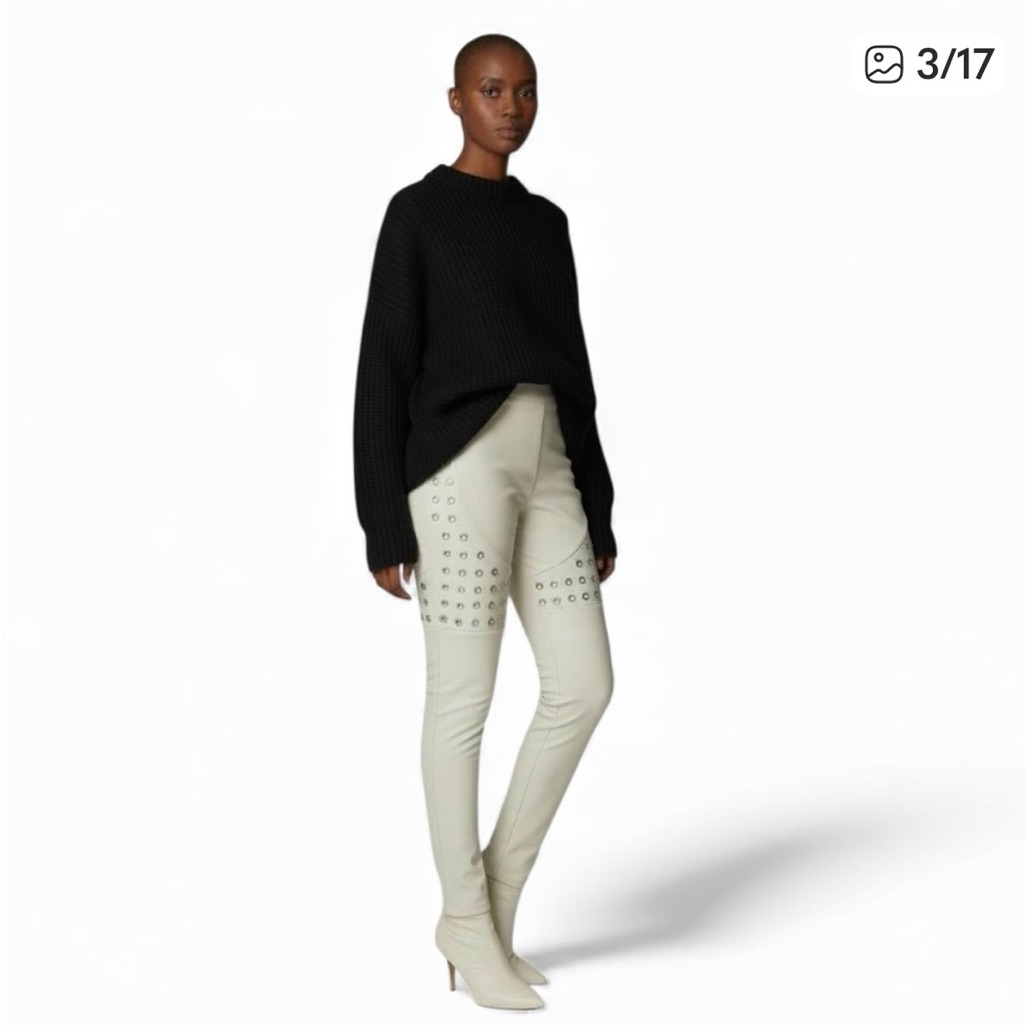 Sexy Spy Moto Pants W/Grommets Light Gray